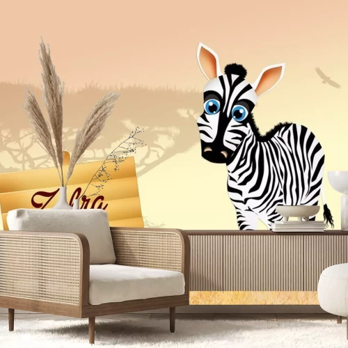 Sticker Zebra Afrika in einer märchenhaften Illustration