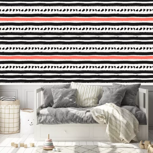 Tapete Muster mit dicken Streifen und unregelmäßigen Punkten