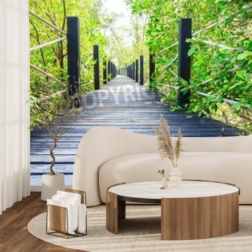 Fototapete Holzbrücke mit Leinen