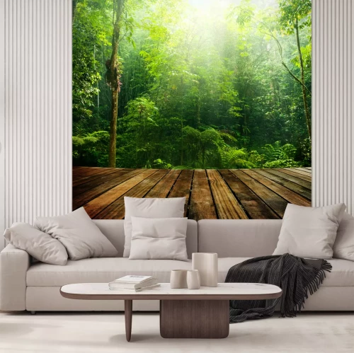 Fototapete Holzsteg im Dschungel