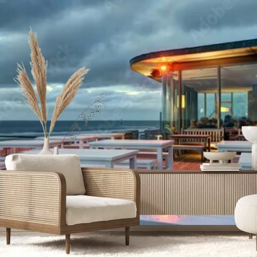 Fototapete Restaurant mit Blick auf das Meer