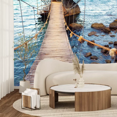 Fototapete Seilbrücke über Wasser