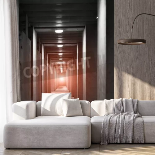 Fototapete Langer Betontunnel