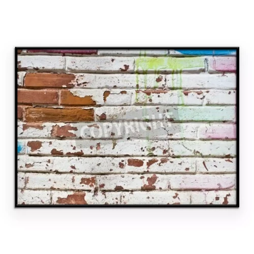 Poster Ziegelmauer und abblätternde Farbe