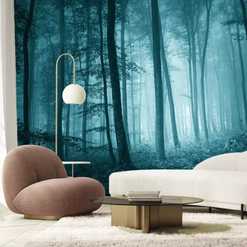 Fototapete Dunkler wald in der dämmerung