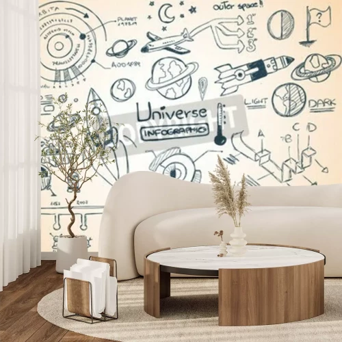 Fototapete Infografik mit Sonnensystem gezeichnet