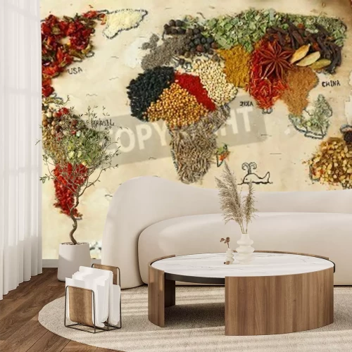 Fototapete Weltkarte aus Gewürzen