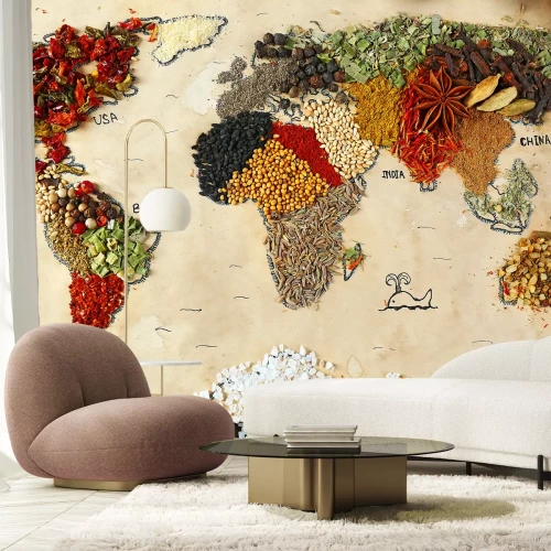 Fototapete Weltkarte aus Gewürzen