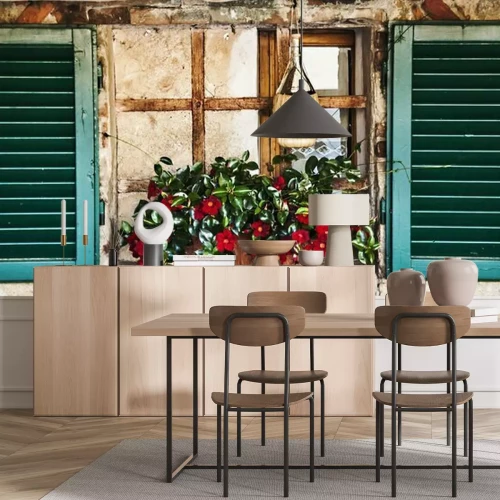 Fototapete Ein Fenster mit offenen Fensterläden