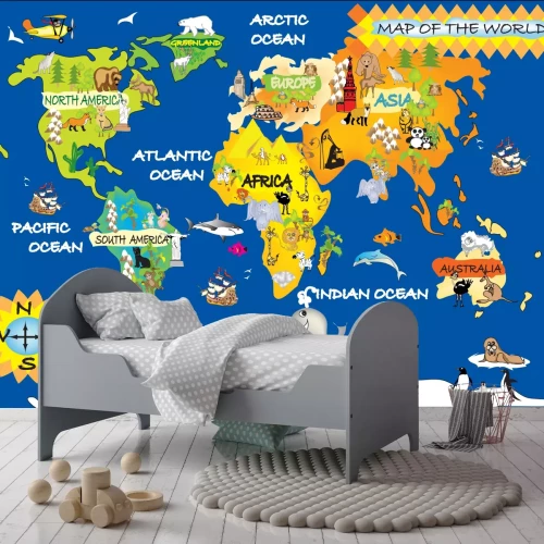 Fototapete Weltkarte mit Schiffen