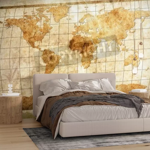 Fototapete Weltkarte auf veraltetem Blatt