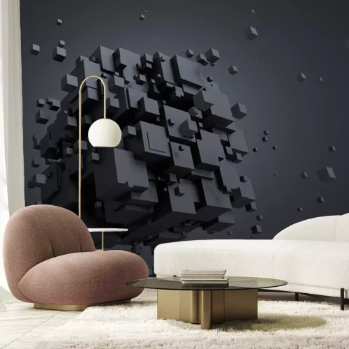 Sticker 3d-Körper aus grauen Würfeln