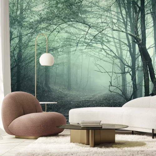 Fototapete Waldtunnel mit nebel