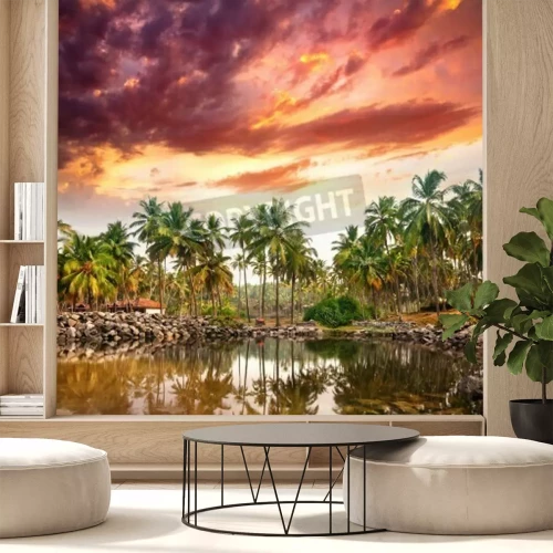 Fototapete Rosa Himmel über Tropen