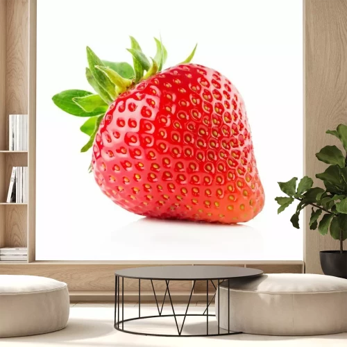 Sticker Rote Erdbeere mit grünem Stiel
