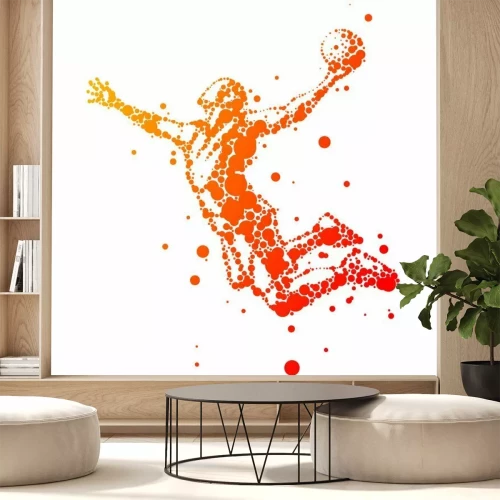 Sticker Orangefarbene abstrakte Figur eines Basketballspielers