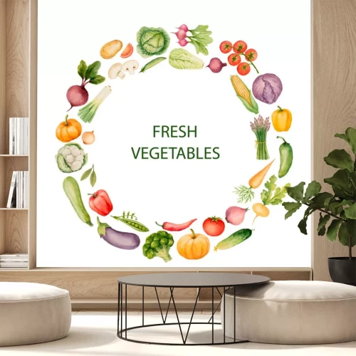 Sticker Gesundes Essen Gemüse in einem Kreis angeordnet