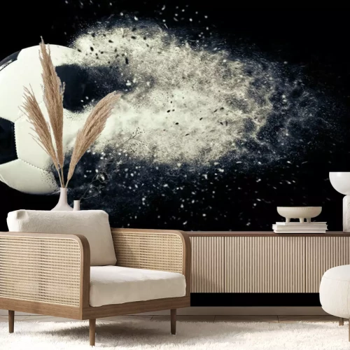 Fototapete Schwarz-weißer Ball im Staub