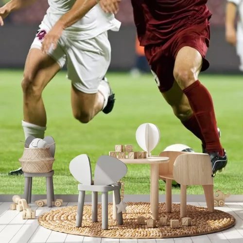 Sticker Dribbelnde Fußballspieler Fotografie während eines Spiels aufgenommen