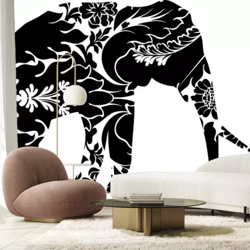 Sticker Pflanzliches Muster auf einem Elefanten