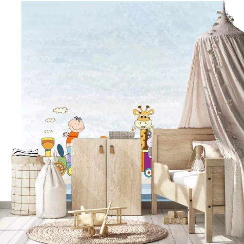 Sticker anpassbare Geburtstagskarte mit tierischen Spielzeug Zug