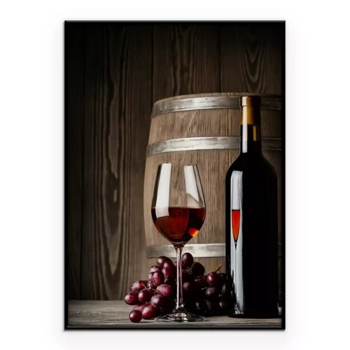 Poster Rotwein und ein Holzfass