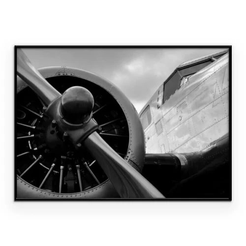 Poster Nahaufnahme des Propellers eines Retro-Militärflugzeugs