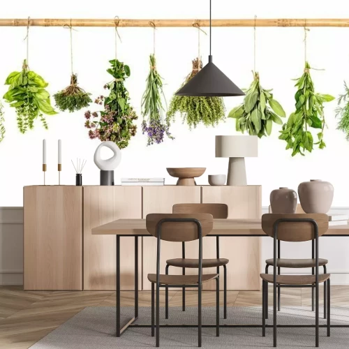 Fototapete Küchenkräuter und -gewürze getrocknet