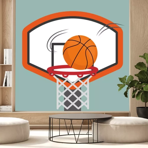 Sticker Ball fällt in den Korb bunte Grafik