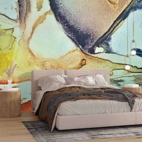 Fototapete Abstract watercolor paint, painted textured horizontal silk fabric canvas background