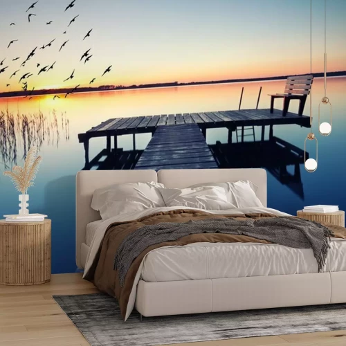 Fototapete Steg über stillem See