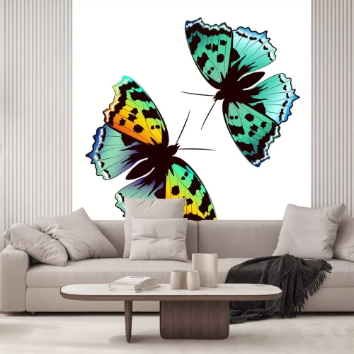 Sticker Bunte Schmetterlinge auf hellem Hintergrund (Muster wiederholt sich)