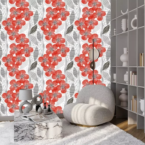 Tapete Mohnblumen im abstrakten Stil