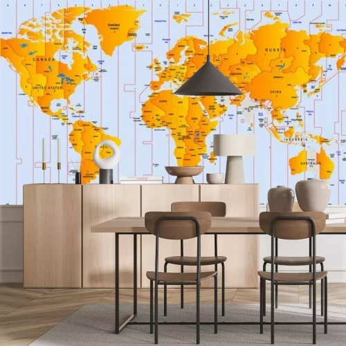 Fototapete Karte mit Zeitzonen