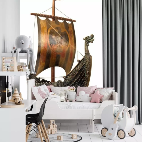 Sticker Antike Wikinger-Schiff isoliert auf weiß