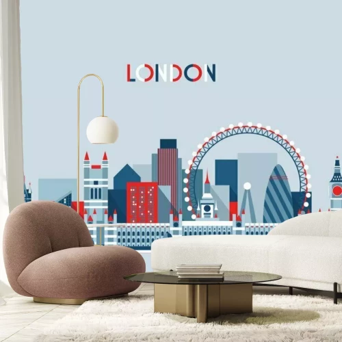 Sticker London, England City Skyline Vector. Flat Trendy.