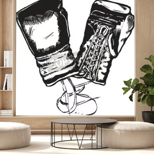 Fototapete Schwarz-weiße Boxhandschuhe
