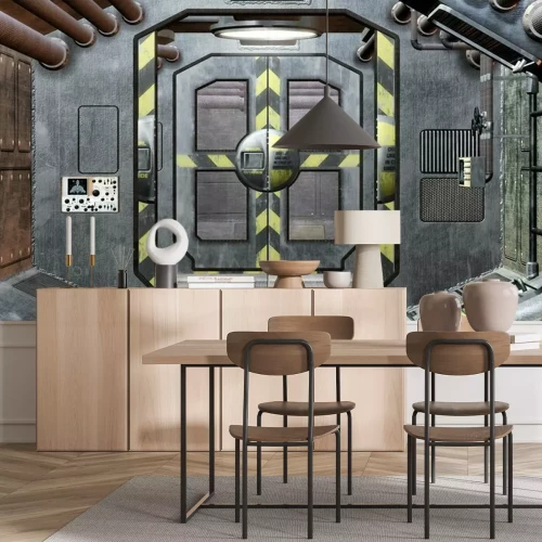 Fototapete Das Innere eines Raumschiffs mit Luke