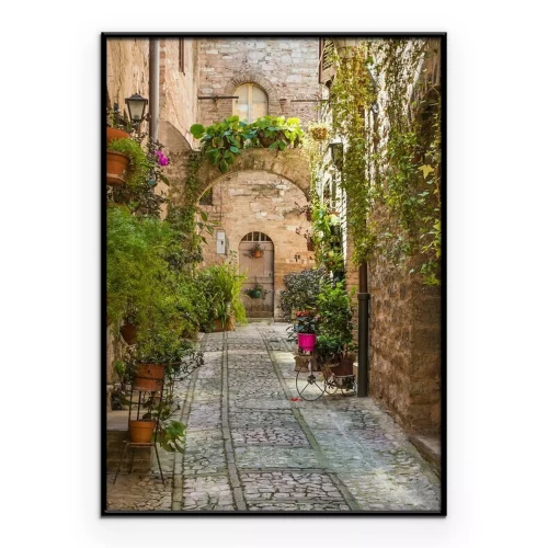 Poster Eine charmante Straße mit einem Bogentor