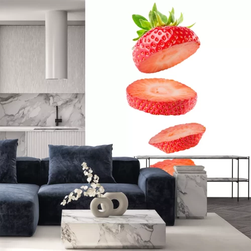 Sticker In Scheiben geschnittene Erdbeere