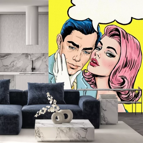 Fototapete Paar mit einer Wolke im Comic-Stil