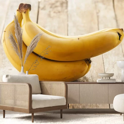 Sticker Bunch von Bananen auf hellbraunen Brettern