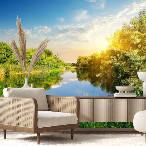 Fototapete Flusslandschaft an einem sonnigen Tag