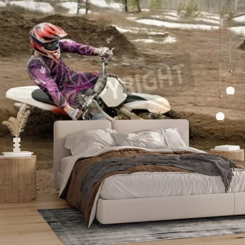 Fototapete Geländemotorrad Kurve