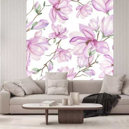 Fototapete Aquarell-Magnolienmuster