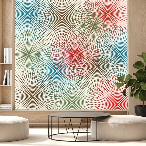 Sticker Vintage Hintergrund mit gepunkteten Blüten