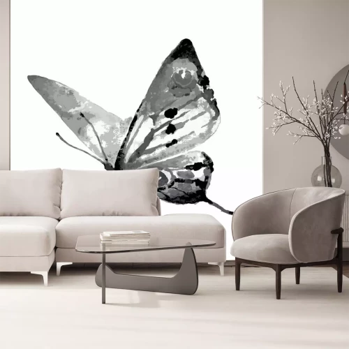 Sticker Grauer Schmetterling in Bewegung