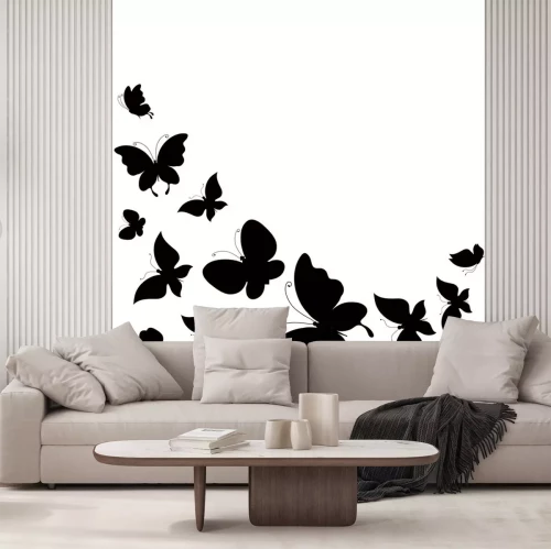 Sticker Schwarz-weiße Schmetterling-Silhouetten