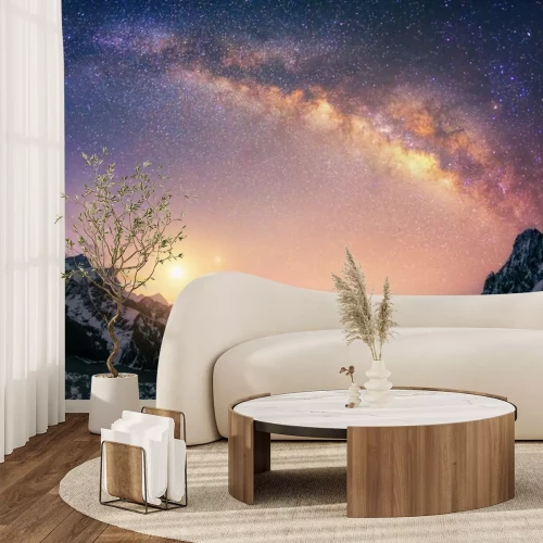Sticker Milchstraßengalaxie in den hohen Bergen