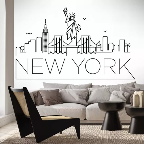 Sticker Linear New York City Skyline mit typografischen Entwurf